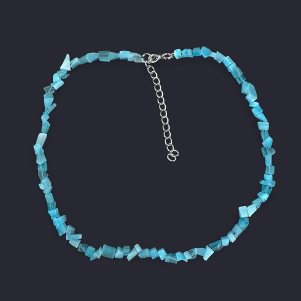 Blue Shell Chip Bead Necklace
